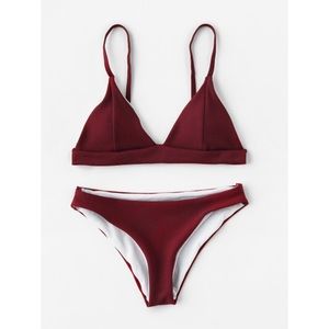 Seam detail triangle bikini set